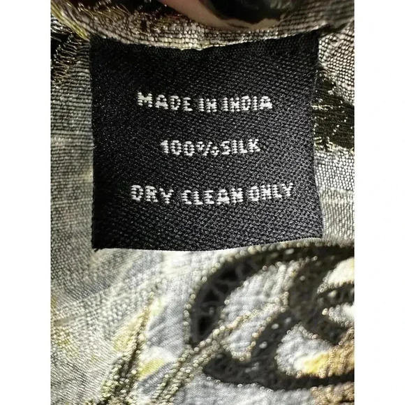 SUNO‎ (6) Black & Yellow 100% Silk Mini Sleeveless Fit & Flare Eyelet Mini Dress - Picture 10 of 14